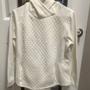Petite medium textured hoodie cream